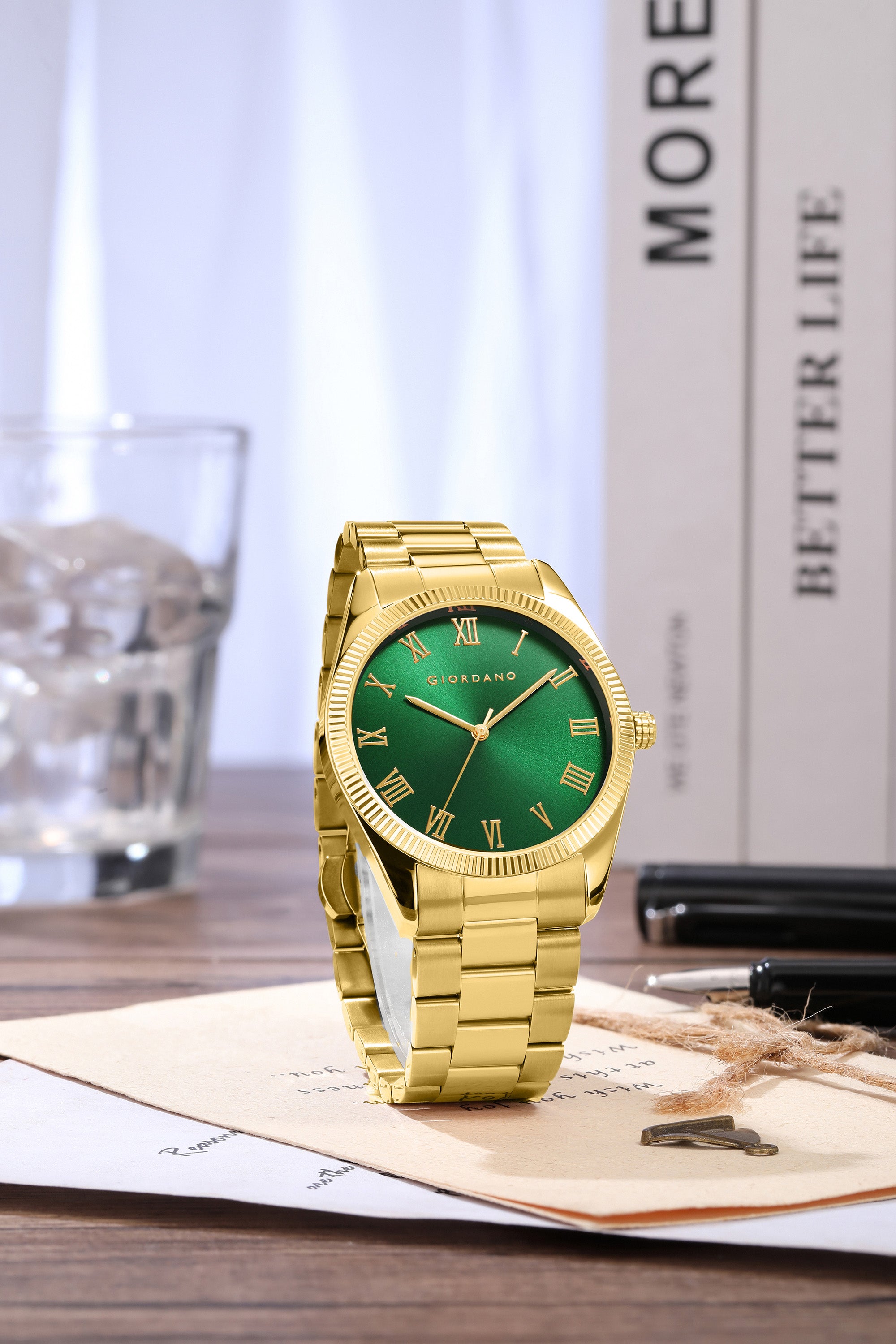 Giordano Analog Wrist Watch for Men Stylish Metal Strap with Water Resistant 3 Hand Mechanism for Men and Boys to Compliment Your Look/Ideal Gift for Male - GZ-50112-GZ-50112-33